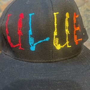 Black Baseball Cap with Colorful Skeleton Embroidery